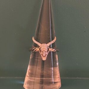 Elegant Silver Bull Skull Ring